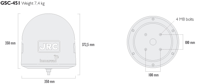 Dimensions:JRC JUE-250 ANTENNA GSC-451